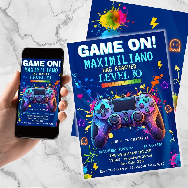 Video Game Birthday Invitation - Gamer Level up (Créateur téléchargé)