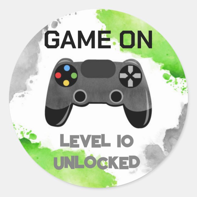 Video Game Party On Level Up Favoriser Stickers Ét (Devant)