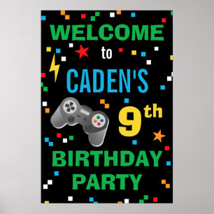 Vidéo Jeu Anniversaire fête Bienvenue Poster