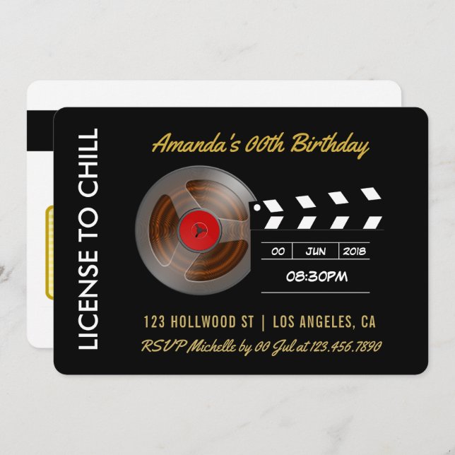 Vidéo Nuit Anniversaire Fête VIP Pass Invitation (Devant / Derrière)