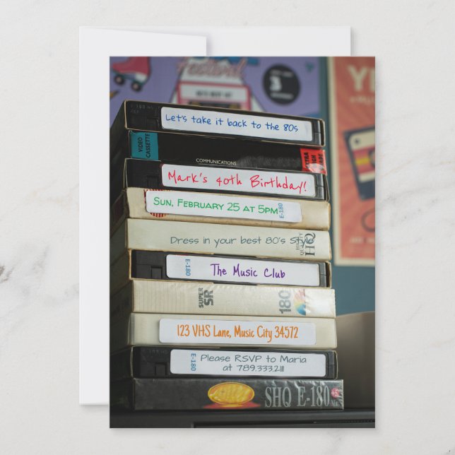 Vidéo VHS Retour aux années 80 Invitation d'annive (Devant)