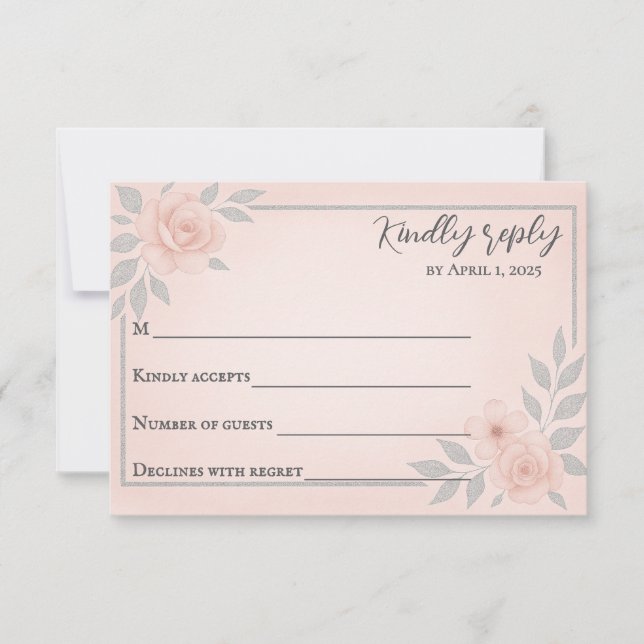 Vidéos Blushing Carte RSVP de mariage traditionnel (Devant)
