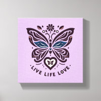 Vie Amour Papillon Toile Mur Art