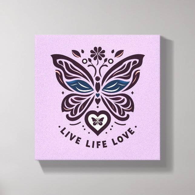 Vie Amour Papillon Toile Mur Art (Recto)
