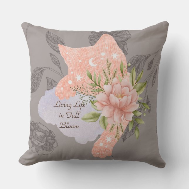 Vie en pleine floraison Taupe Coussin de la feuill (Recto)