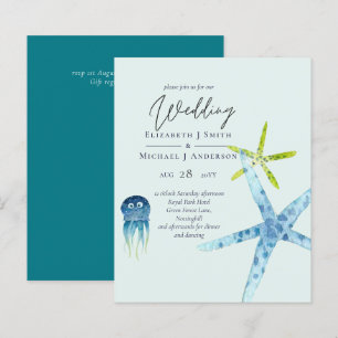 VIE MARINE BUDGET Plage Océan Mariage Invitations