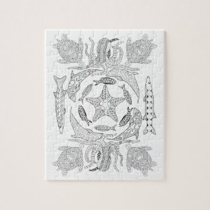 Vie marine Puzzle de coloriage pour adultes