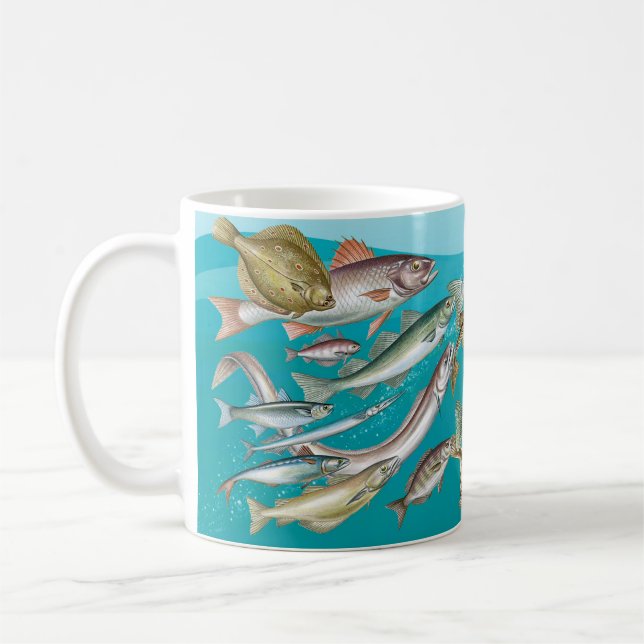 Vie marine, tasse de poissons de vue d'océan, (Gauche)