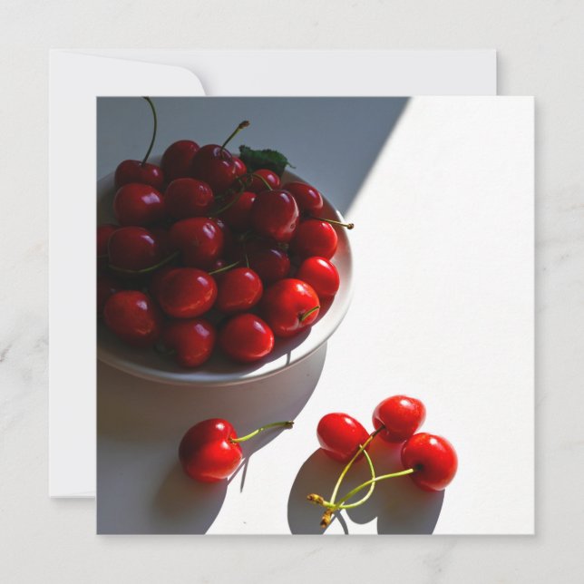 Vie morte esthétique avec cerises mûres sur blanc (Devant)