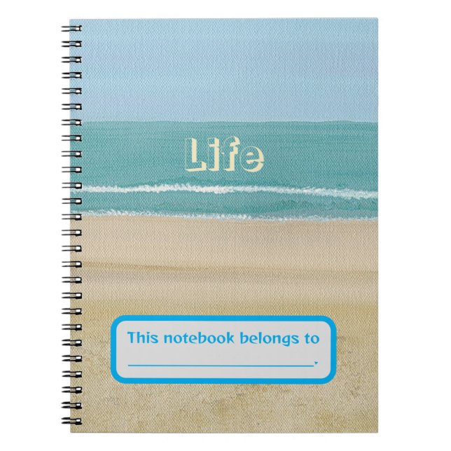 Vie, Ocean Waves Beach Sand Carnet personnalisé (Devant)