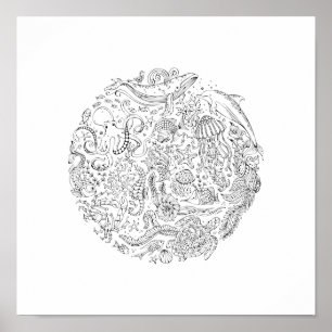 Vie océanique Affiche décorative