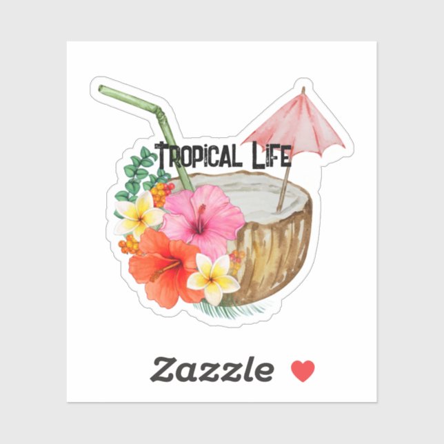 Vie tropicale sur un autocollant (Feuille)