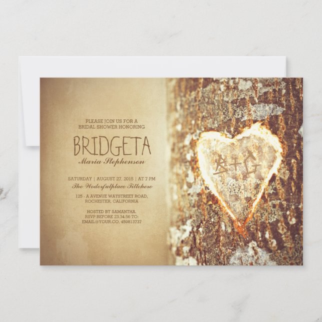 vieil arbre rustique coeur nuptiale invitation à l (Devant)
