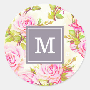Vieil autocollant rose du monogramme R de motif