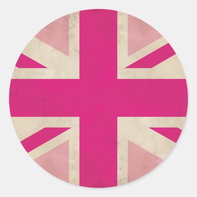 Vieil autocollant rose d'Union Jack (Devant)