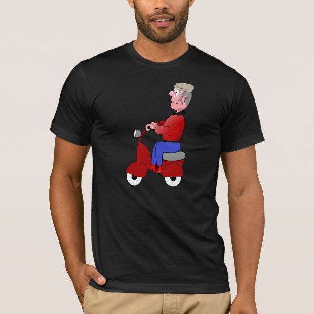 Vieil homme sur un T-shirt d'hommes de scooter (Devant)