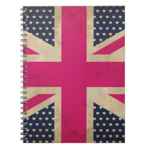Vieil Union Jack dans le carnet rose de drapeau