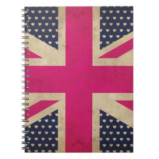 Vieil Union Jack dans le carnet rose de drapeau
