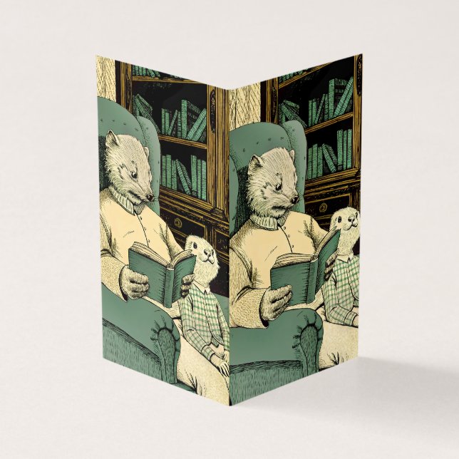 Vieille belette lire un livre à une jeune belette (Outside)