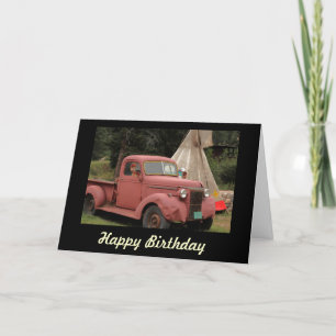 Vieille carte d'anniversaire de camion et de
