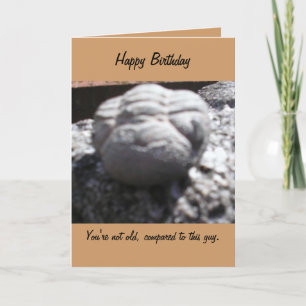VIEILLE carte d'anniversaire FOSSILE de VISAGE