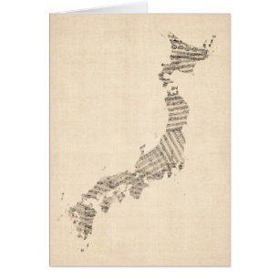 Vieille carte de musique de feuille du Japon