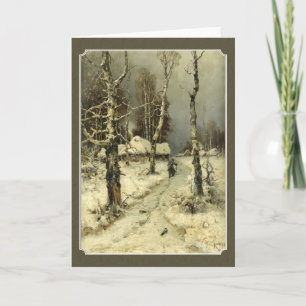 vieille carte de voeux de paysage d'hiver profond