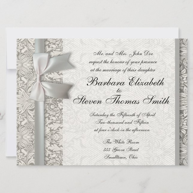 Vieille Dentelle Belle Invitation de Mariage Perso (Devant)