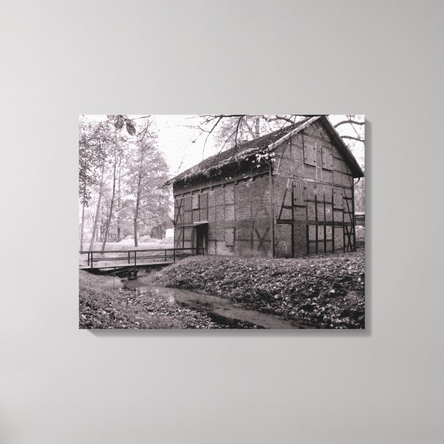 Vieille grange noir et blanc sur toile (Recto)