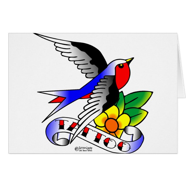 Vieille hirondelle de tatouage de Skool (Devant horizontal)