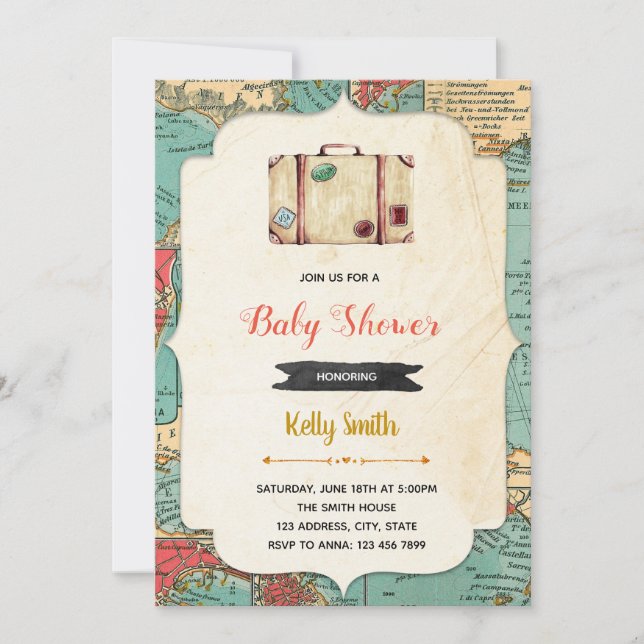 Vieille invitation de partie de baby shower de (Devant)