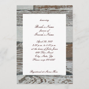 Vieille invitation en bois de Fête de la mariée de