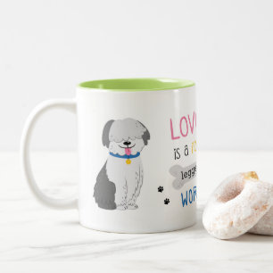 Vieille tasse anglaise de chien de berger - cadeau