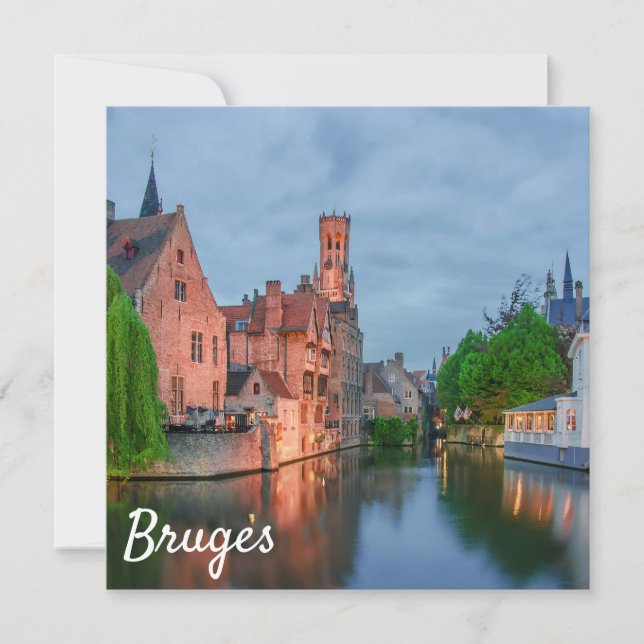 Vieille ville et beffroi la nuit à Bruges (Devant)