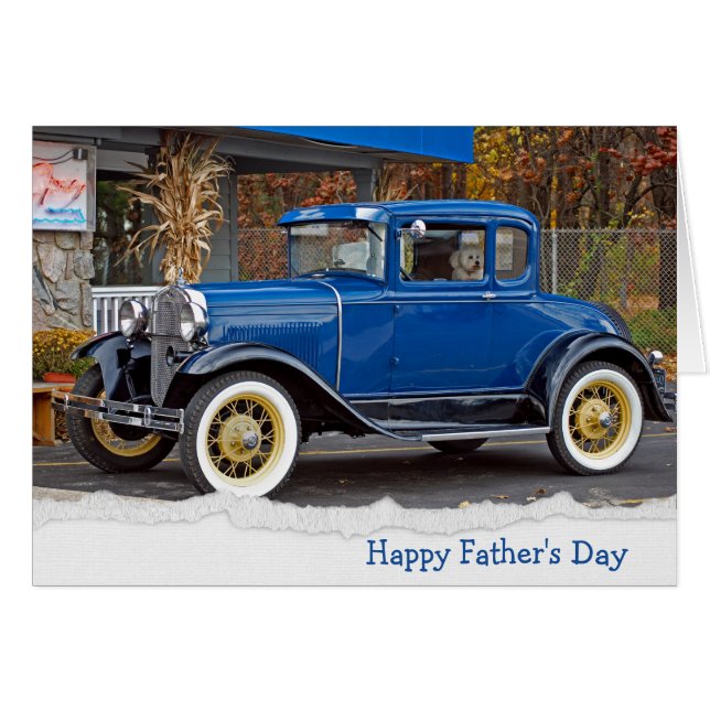 Vieille voiture fête des pères avec Bichon Frise C (Devant horizontal)