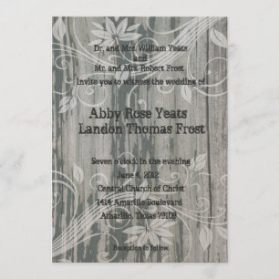 Vieilles invitations florales en bois de mariage