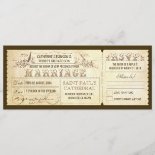 vieilles invitations vintages de mariage - billets