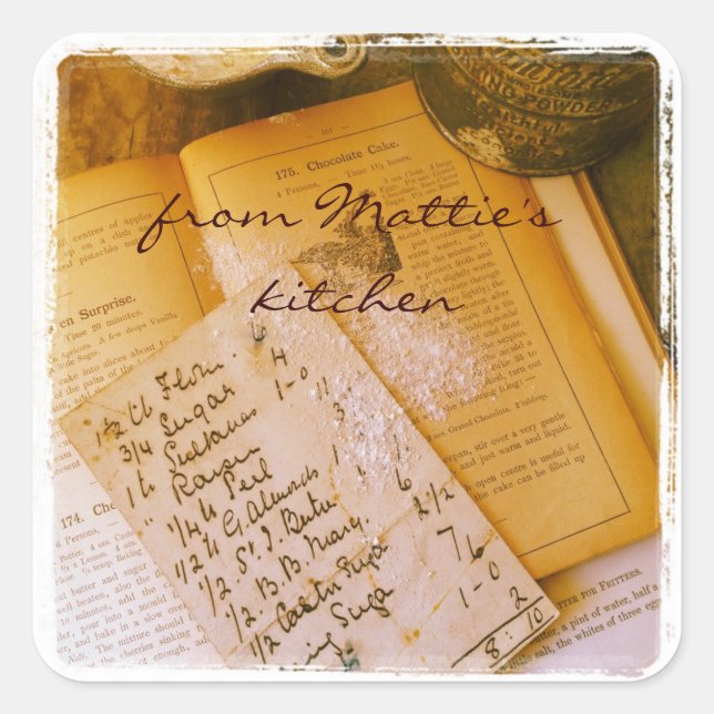 vieilles recettes autocollants carrés (Devant)