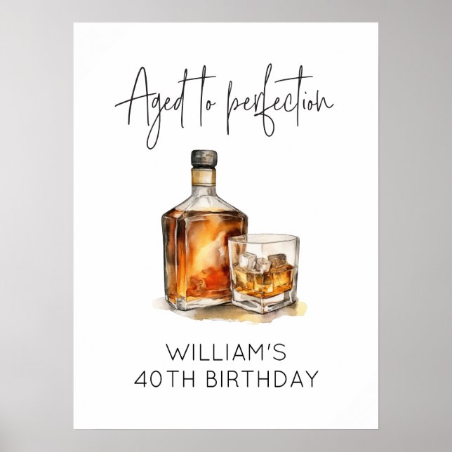 Vieilli à Perfection Whiskey Anniversaire Poster P (Devant)