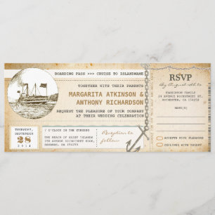 vielle carte d'embarquement invite au mariage avec