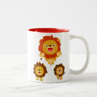 'Viens ! ! ' Trois mignons Lions Mug Cartoon