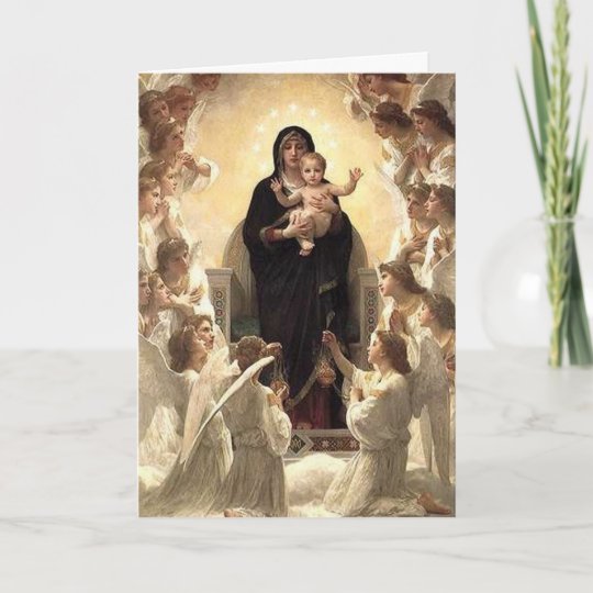 Vierge Avec Des Anges Carte De Noel Zazzle Fr