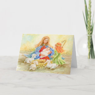 Vierge de Noël et enfant avec carte de berger
