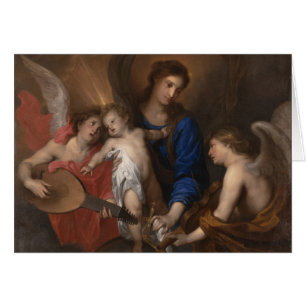 Vierge et enfant avec la musique faisant des anges