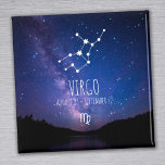 Vierge | Magnet de constellation zodiaque personna<br><div class="desc">Notre aimant de signe de naissance Virgo est parfait pour toute personne inspirée par l'astrologie et la mysticisme du nouvel âge. Avec un beau ciel étoilé foncé en arrière-plan, la constellation de Virgo se trouve au-dessus du texte et du symbole zodiaque. Le texte de l'horoscope peut être facilement personnalisé et...</div>