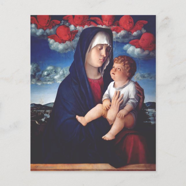 Vierge Marie avec Bébé Jésus et les chérubins roug (Devant)