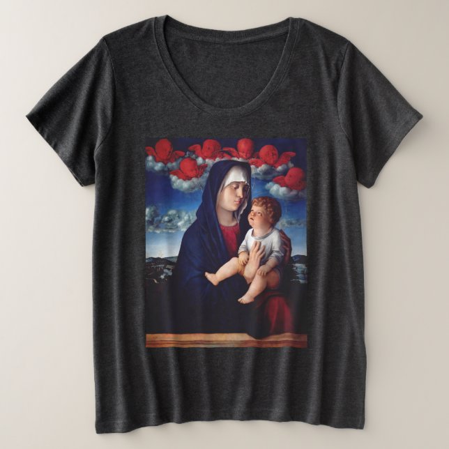 Vierge Marie avec Bébé Jésus et les chérubins roug (Design devant)
