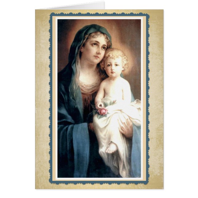 Vierge Marie avec l'enfant Jésus tenant le rose de (Devant)