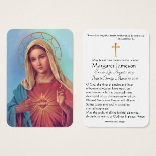 Vierge Marie Catholicisme Funéraire Carte Sainte -
