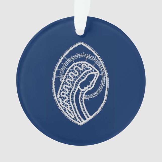 Vierge Marie, dentelle blanche, bleu marine (devant)